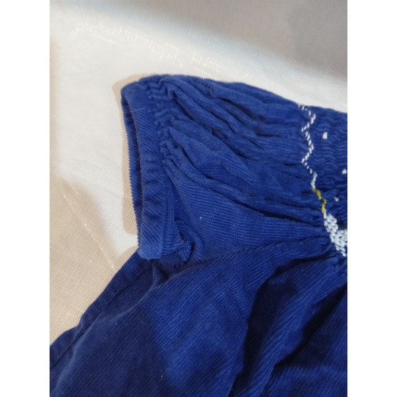 Amanda Remembered 9M Blue Corduroy Smocked Nativity Bishop Dress Christmas Baby - Picture 3 of 6